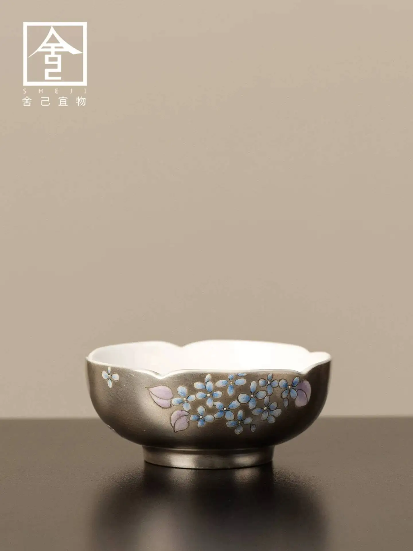 New Style Silver-Plated Ceramic Master With Blue Embroidery, High-End Handmade Floral Rim Cup Home Use, Large Capacity Tea Set