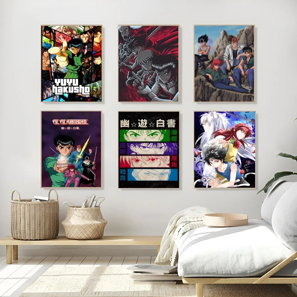 1PC Yuyu Hakusho Anime Poster Self-adhesive Art Waterproof Paper Sticker Coffee House Bar Room Wall Decor