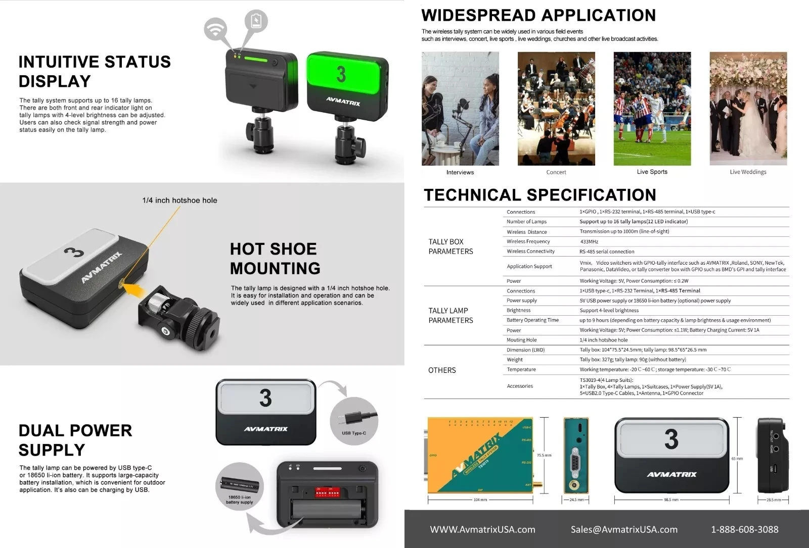 TS3019 Wireless Wired Multi-Camera Tally System PTZ Camera Control For Interviews Live Streaming Wedding Sports Concert 6