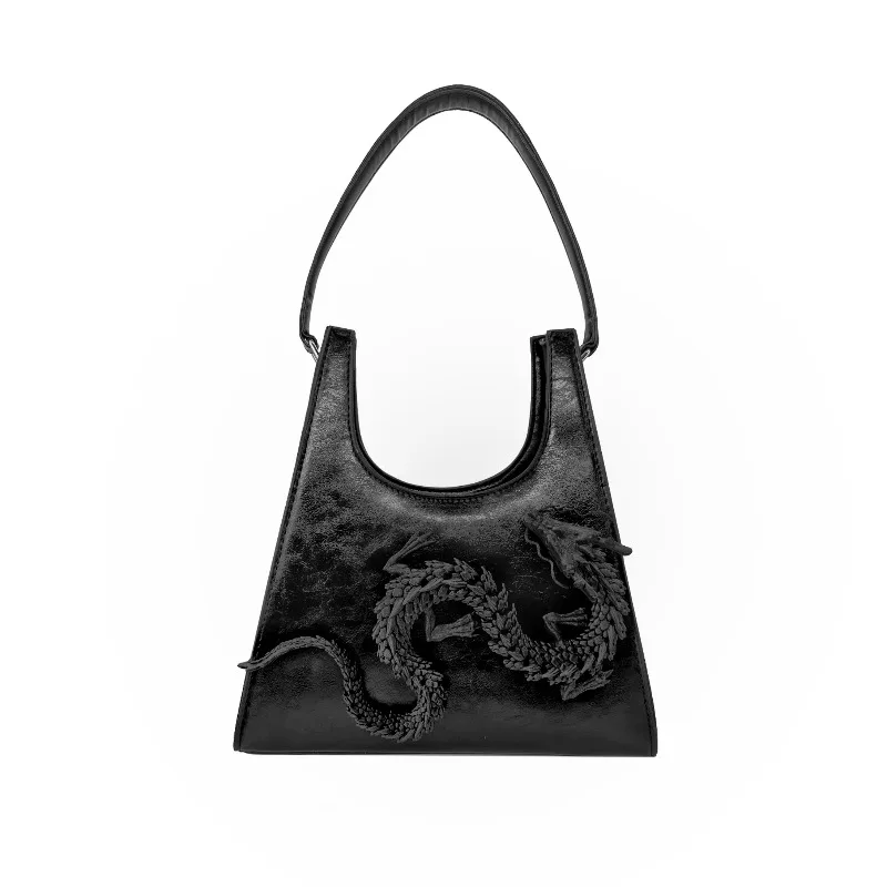 กระเป๋าหนังแท้ลายมังกรดีไซน์ดั้งเดิม  แบบสะพายข้าง  สไตล์พังก์  สำหรับผู้หญิง  ขายดี