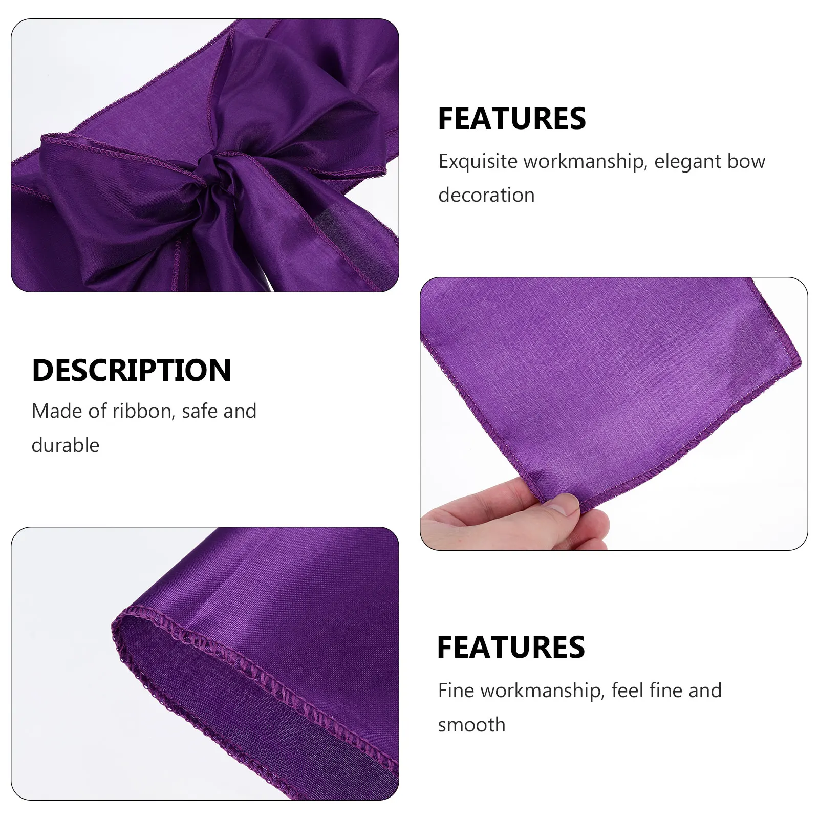 

10pcs Bows Tie Back Wedding Party Sashes Banquet Bows Decorative Chair Sashes Satin Ribbon For Chair Decorations Elegant