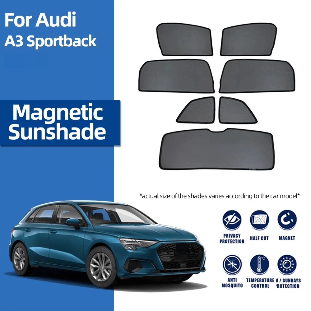 For Audi A3 s3 Sportback 8Y 2022-2024 Car Magnetic Sunshade Front Windshield Curtain Rear Side Window Mesh Sun Shade Visor
