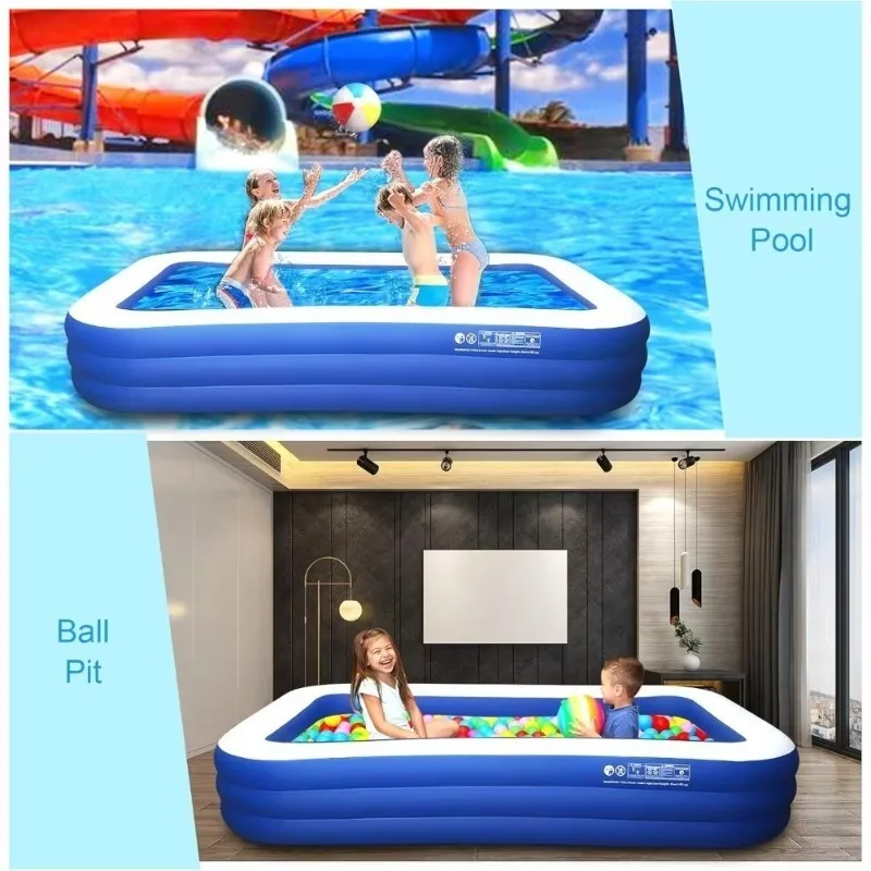

Inflatable Pool for Kids and Adults, 120" X 72" X 22" Oversized Thickened Family Swimming Pool for Toddlers, Outdoor, Garden