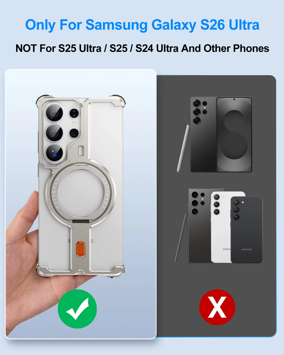 Metalowe etui Eary z obrotową o 360 stopni konstrukcją do telefonu Samsung Galaxy S26 Ultra ° Obrotowa magnetyczna podstawka, bezramkowa osłona, ochrona ekranu, odporna na wstrząsy — zdjęcie produktu 2