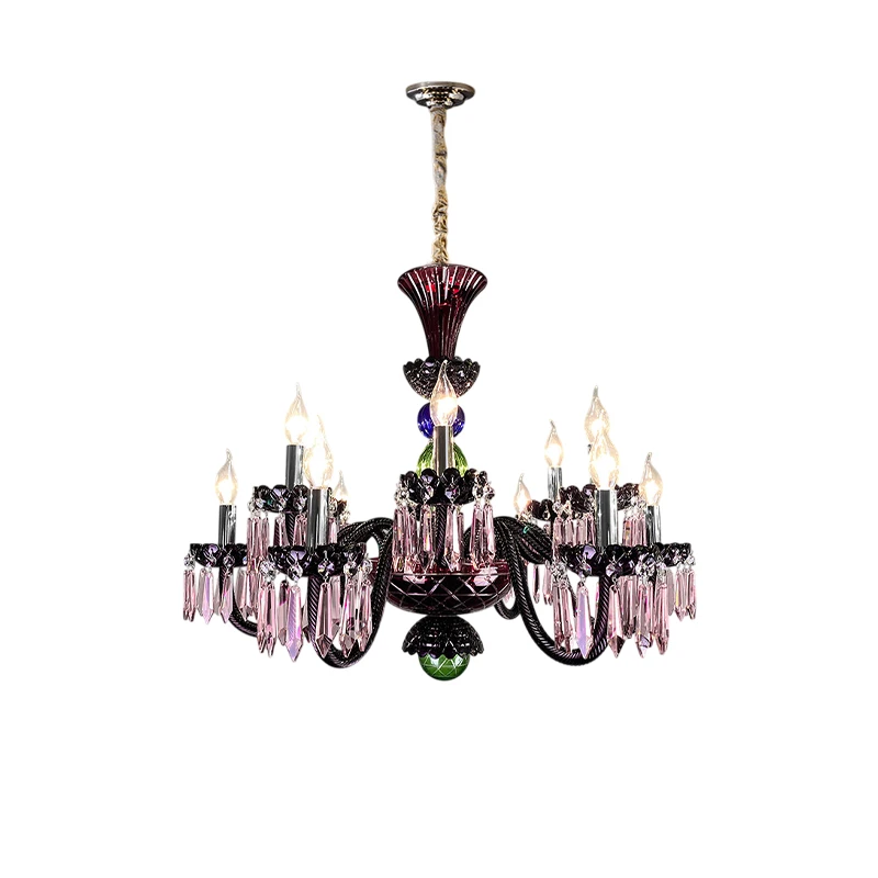 Elevate Your Living Room With Our Fench Colorized K9 Crystal Chandelier High-end Pendant Light Gold Chrome Dimming Function