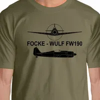 Aeroclassic Focke-Wulf Fw 190 Silhouette Men's T-Shirt Short Sleeve Casual 100% Cotton T Shirts