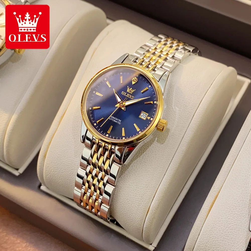 OLEVS 6635 Watch For Women Date Automatic Mechanical Woman Watch High Hardness Mirror Top Brand Waterproof Luxury Wrist Watches