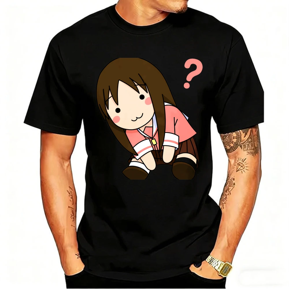 Osaka Time Anime Meme T-Shirt Cute Girl Pointing Up Classic Cartoon Graphic Whimsical Fan Art Casual Streetwear for Enthusiasts
