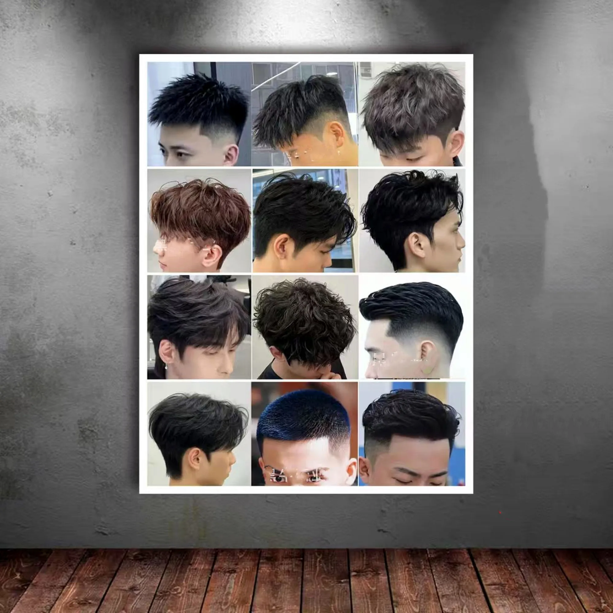 Creative Men's Hair Dyeing Salon Wall Art Poster, PP Waterproof Back Glue Sticker, No Frame Painting for Barbershop Wall Decor