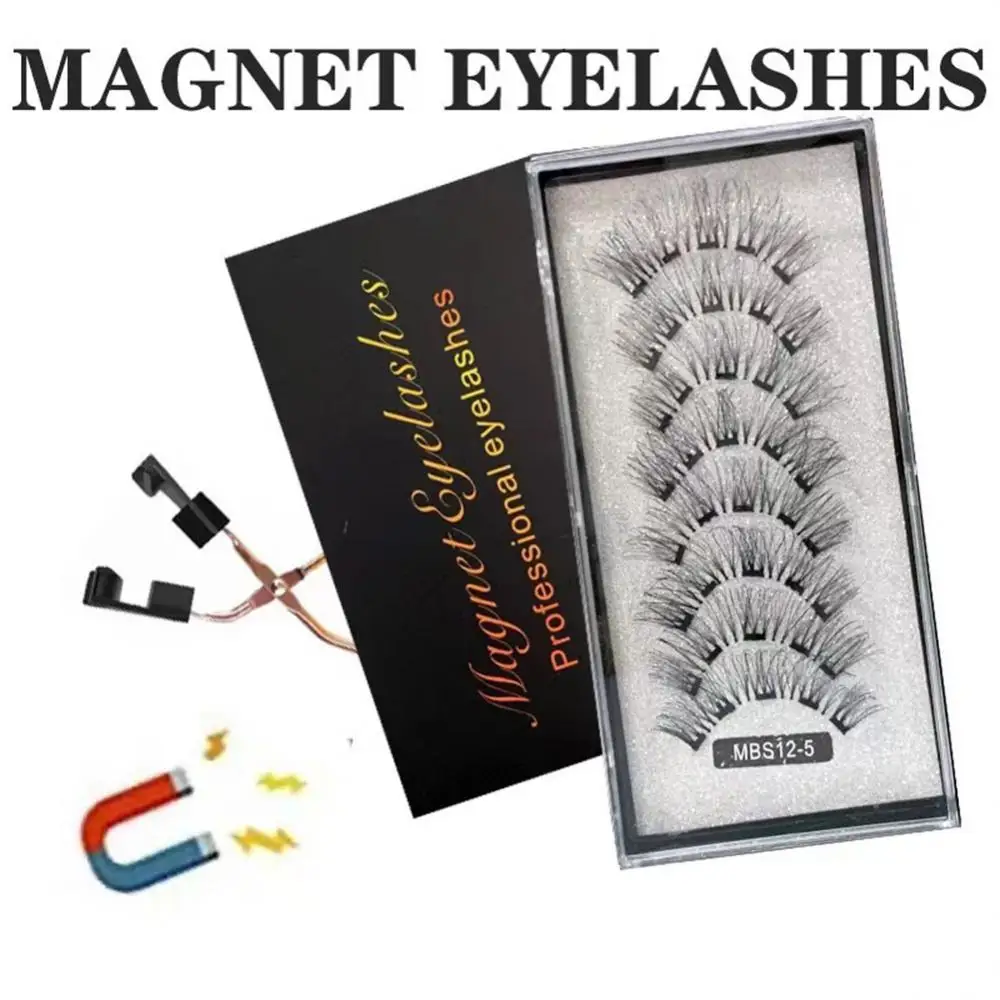 Magnets Natural Mink Eyelashes false eyelashes magnetic eyelashes  Handmade Artificial With Tweezer Makeup Set