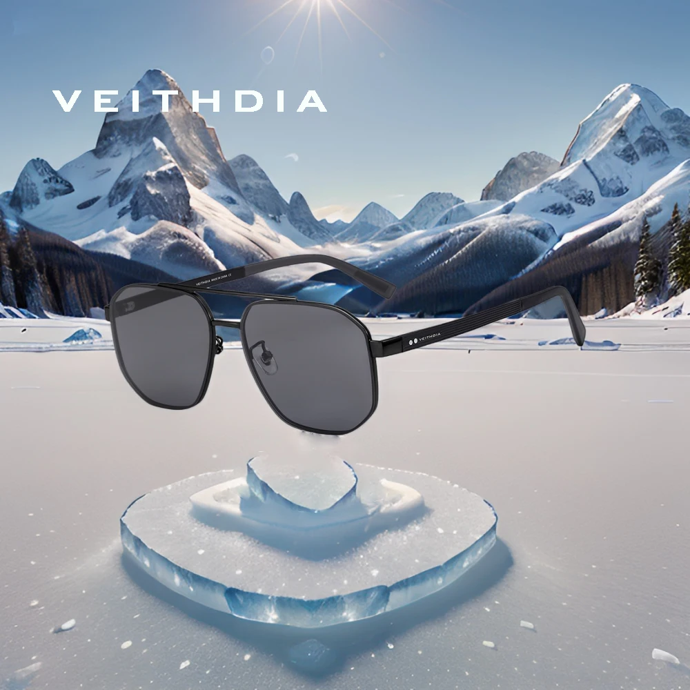 VEITHDIA ماركة نظارات الموضة مربع الاستقطاب UV400 في الهواء الطلق القيادة الرياضة خمر النظارات مناسبة للرجال والنساء FA8280