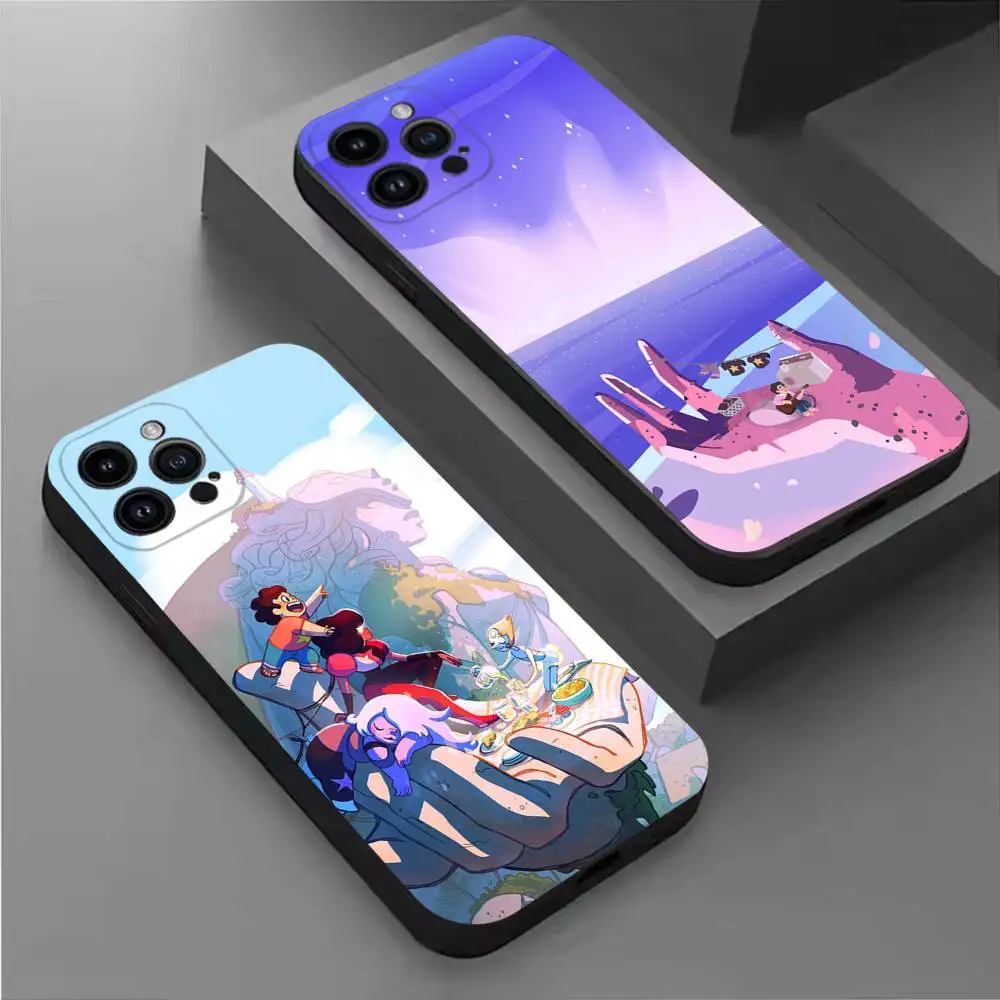 

Steven Cartoon Universe Phone Case For iPhone 17,16,15,14,13,12,11 Plus,Pro Max,XS,X,XR,SE,Mini,8,7,Soft Silicone Black Cover