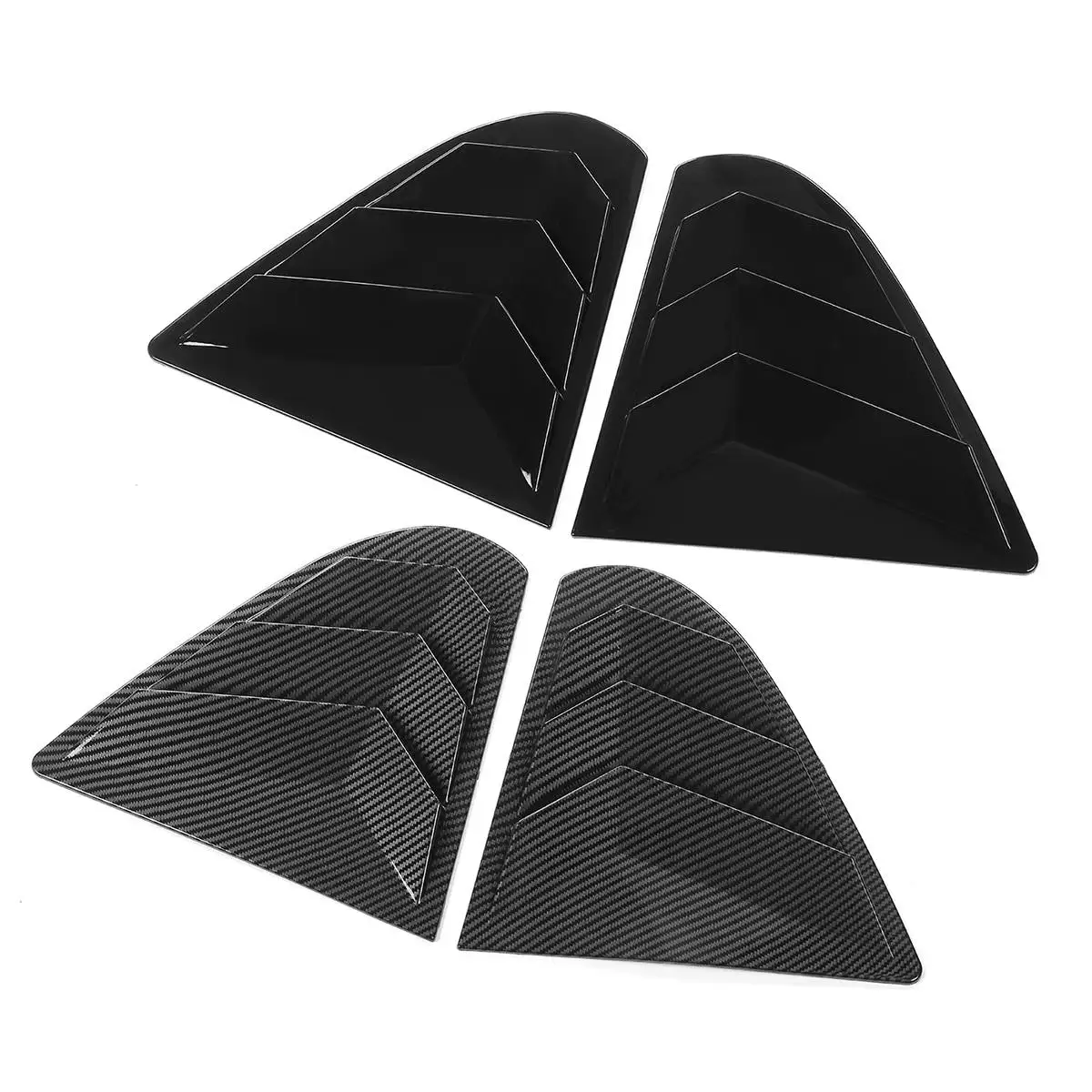 For Mitsubishi Lancer EX X EVO 2008-2018 ABS Black Carbon Fiber Color Rear Panel Window Side Louvers Vent Cover Sticker Trim