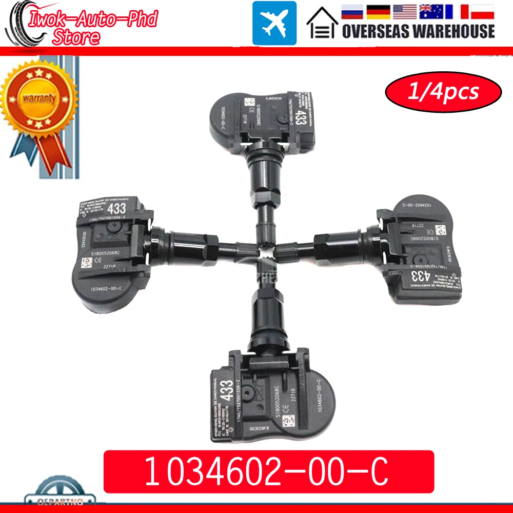 1034602-00-C TPMS Tire Pressure Sensor Monitoring System For Tesla Model S 3 X 2014-2023 433Mhz 103460200C 1034602 00 C