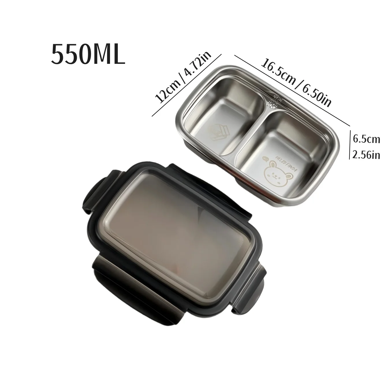 Lunchbox met grote capaciteit en deksel, magnetronbestendig, lekvrij, 304 roestvrij staal, verdeelde bento lunchbox voor kinderen en studenten.