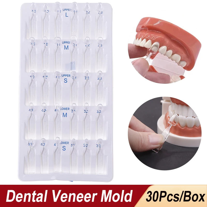 30Pcs/Box Dental Veneer Mold Set Resin Composite Light Cured Front Teeth Upper And Lower Teeth Whitening Dental Tool Material