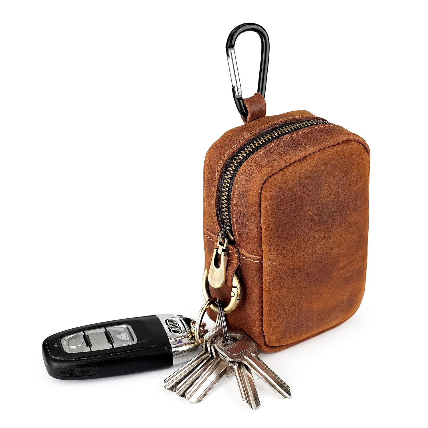 Man Waist Bag Crazy Horse Leather Outdoor Sports Waist Bag Belt Bag Key Bag Storage Coin Purse Genuine Leather Cigarette Bag