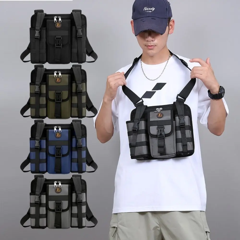 

Multifunctional Men's Shoulder Bag Large Capacity Multi Pockets Travel Sling Bag Bottle Holder Adjustable Outdoor Chest Bag