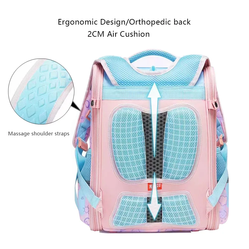 SUN EIGHT NEW Children Orthopedic School Backpacks Cartoon Pattern School Bags 1200D High Density Waterproof Fabric Foldable Gir