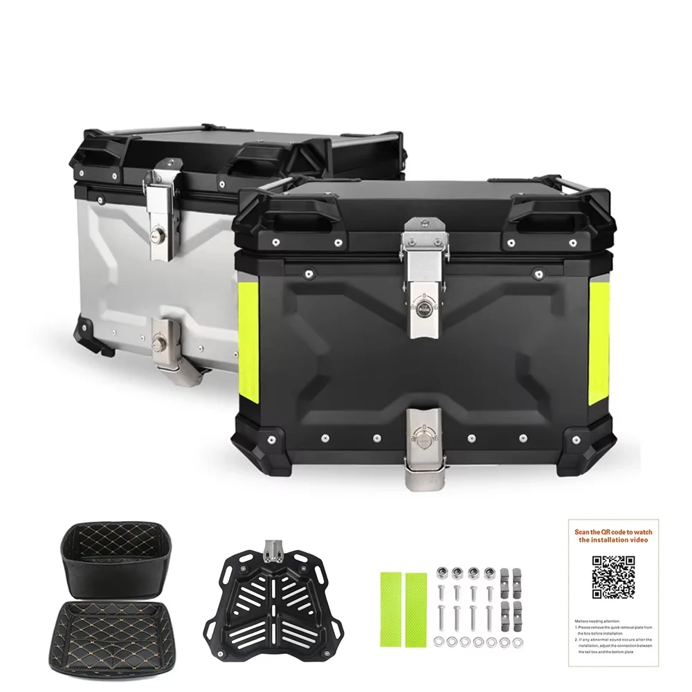 

Motorcycle Aluminum Rear Box Luggage Storage Case 45L 55L 65L 80L Universal Moto Top Box Waterproof Key Lock Motorcycle Trunk