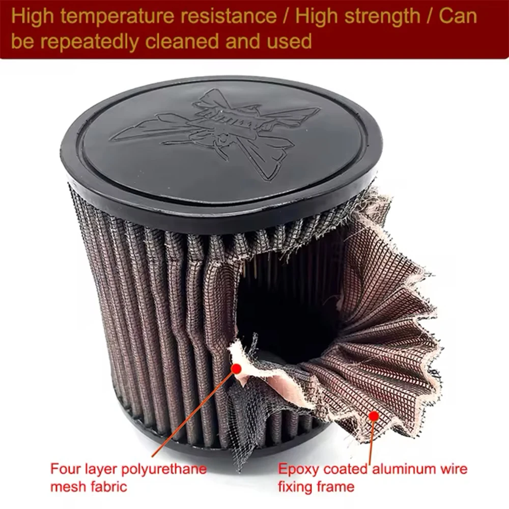 High Flow Air Filter Pod System Sponge Cleaner Clamp-on Universal 63/70/76/102/115mm Car Engine Cold Air Intake Filter Mesh Cone