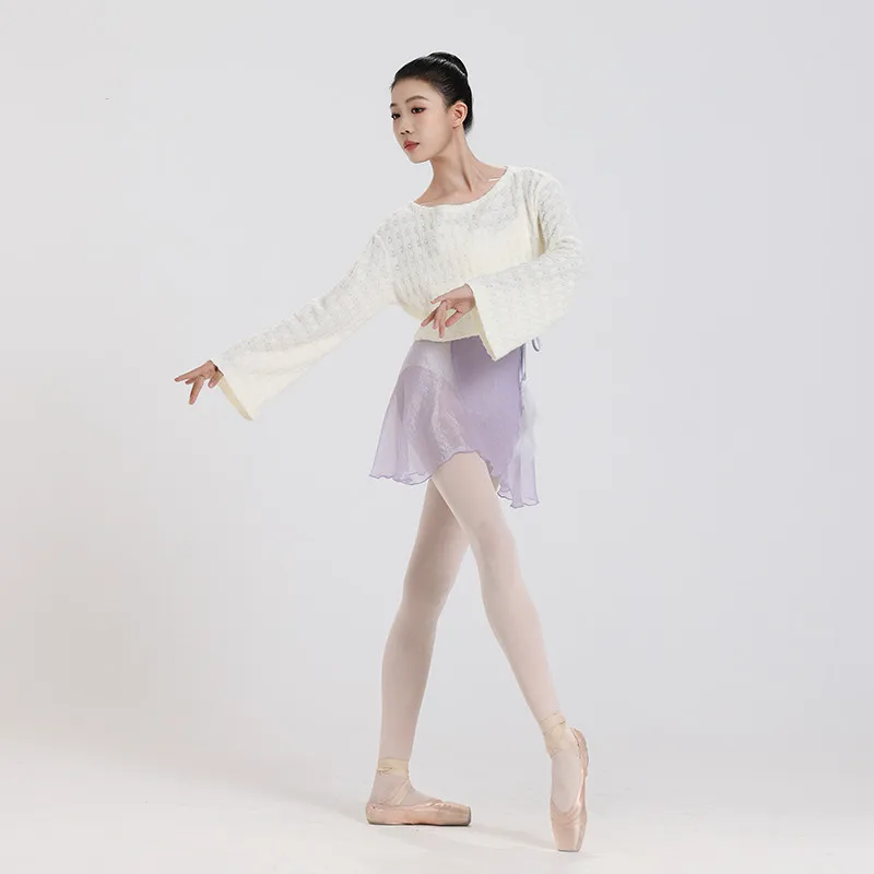 Jupe de Ballet une pièce pour femmes, jupe d'entraînement de danse de Ballet, jupe courte violette à ourlet irrégulier avec attache de taille, garniture en plumes