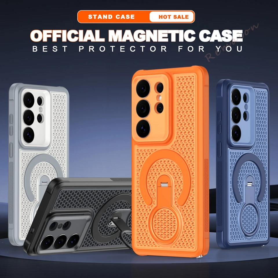 S26 Ultra Stand Official Magnetic Phone Case for Samsung Galaxy S26 Ultra S26 Plus Magsafe Luxury Matte Camera Protector Cover