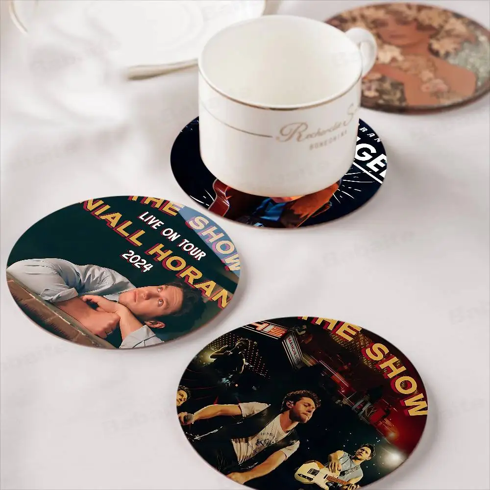 N-Niall H-Horan Pop Singer Wood Coaster Set - Heat Resistant for Tea & Coffee, Home Cafe Decor Holiday Gift