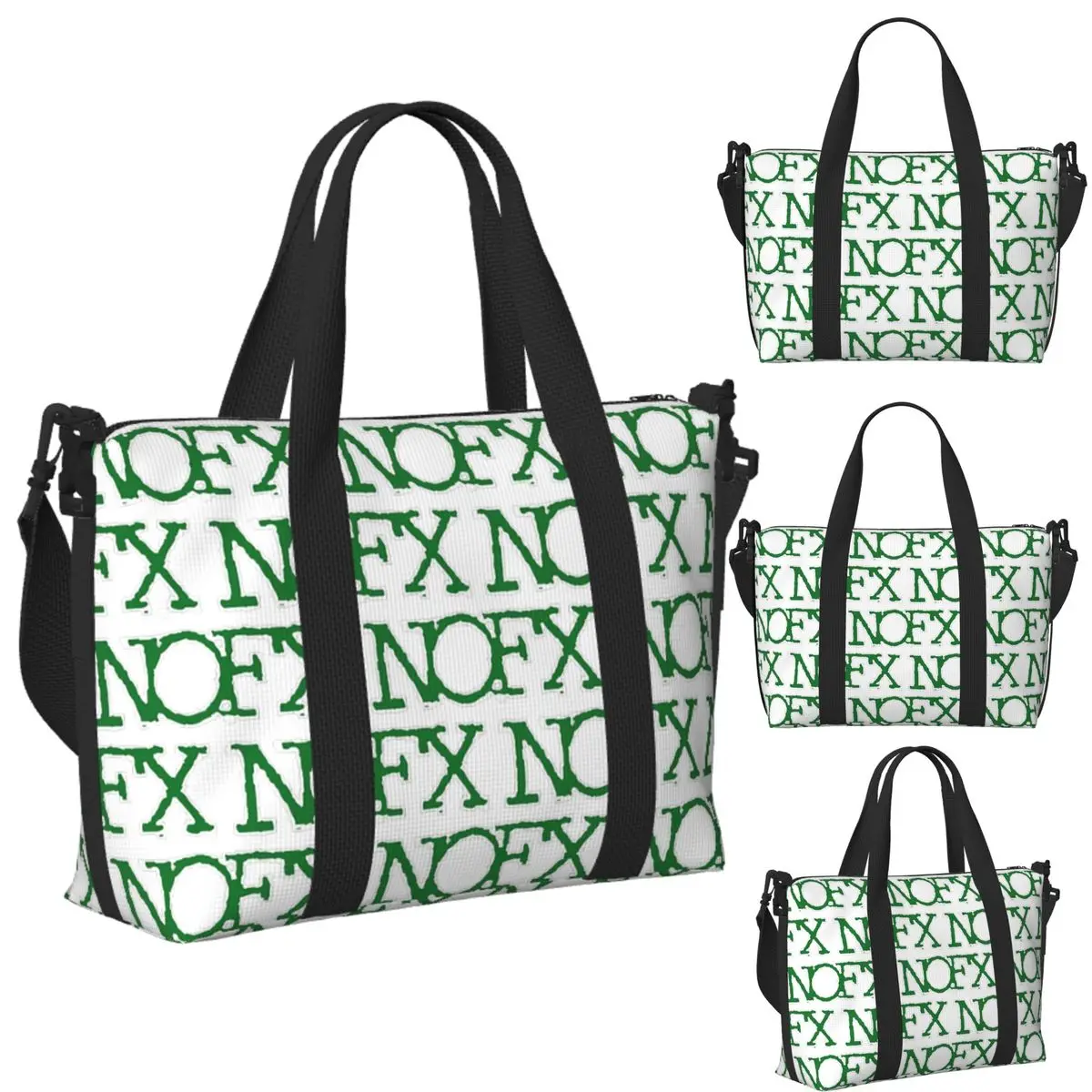 

Custom Nofx Band Final Tour Skull Beach Travel Bag Large Capacity Tote Bags for Gym Sport Women Shopping Duffle Shoulder Bag