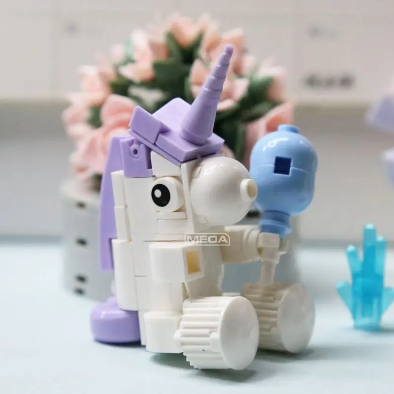 DIY 6-in-1 Upgrade Unicorn Building Bricks Self-assembly Educational Desk Decoration Cute Animas Blocks Child Surprise Toys Gift