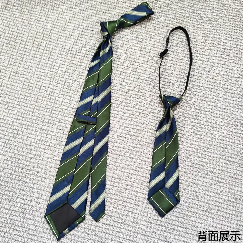 Vintage Striped Navy Green Tie, Pre-Tied or Hand-Tied, Suitable for Men and Women Students, to Match Uniform Shirts, Vintage Fashion [Pre-Tied 7*28cm] [Hand-Tied 8*145cm]