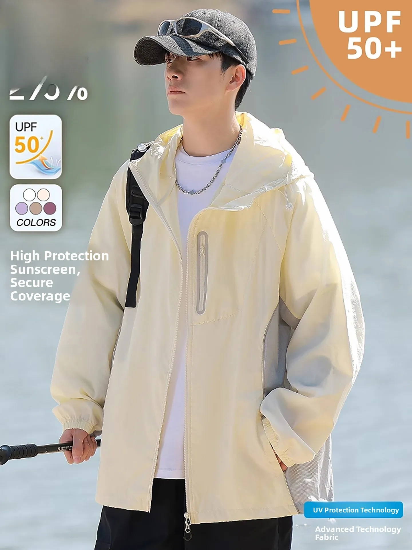 

TUCANO Men's Summer Lightweight Ice Silk Sun Protection Jaet Climbing Sport Coat Loose Fit Zipper Decorated Faionable You...