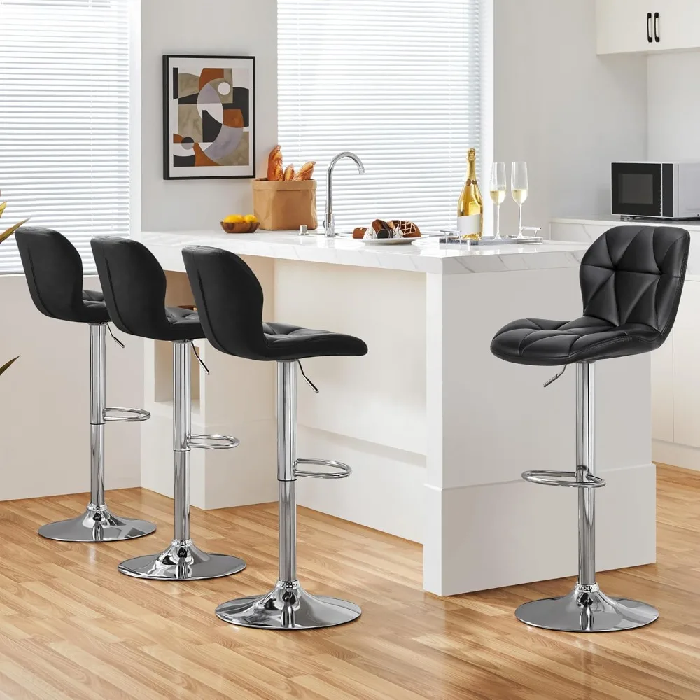Swivel Barstools, Modern Counter Stools with Back and Footrest, Counter Height Barstools for Bar, Kitchen, Dining Room