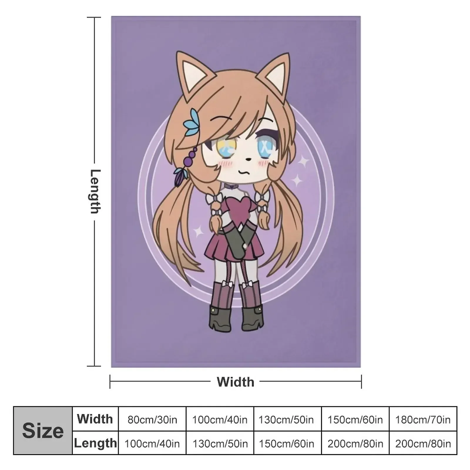 Cute Gacha Girl Foxy Chan Throw Blanket Vintage Multi-Purpose Plaid on the sofa Beach Blankets