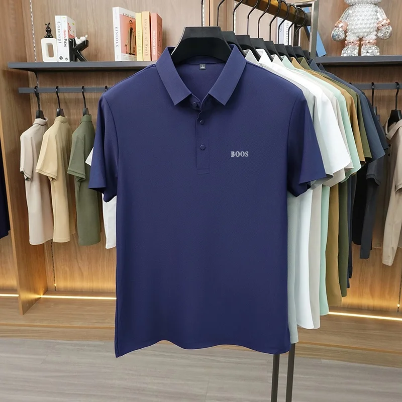 Sommermode Herren Kurzarm-Poloshirt mit Kragen, Knöpfen und Buchstabenprägung, Lässig, Atmungsaktiv, Minimalistisch, Einfarbig, Herrenbekleidung – Detail 9