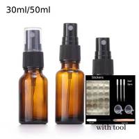 10/20pcs 30/50ml Empty Amber Glass Portable Spray Bottle Sprayer Essential Oil Container Mini Spray Perfume Bottle