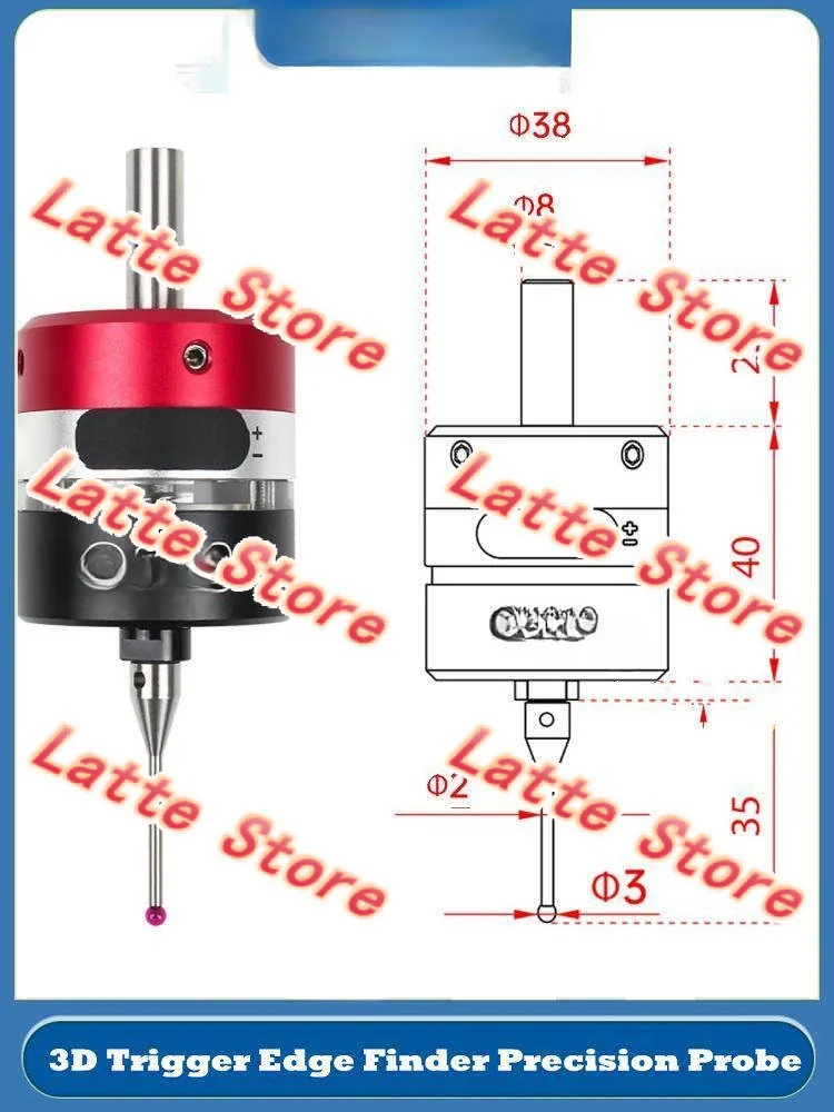 3D Trigger Edge Finder V6 Medium Rod CF-38 CNC Milling Machine Tool Setter for Machining Center
