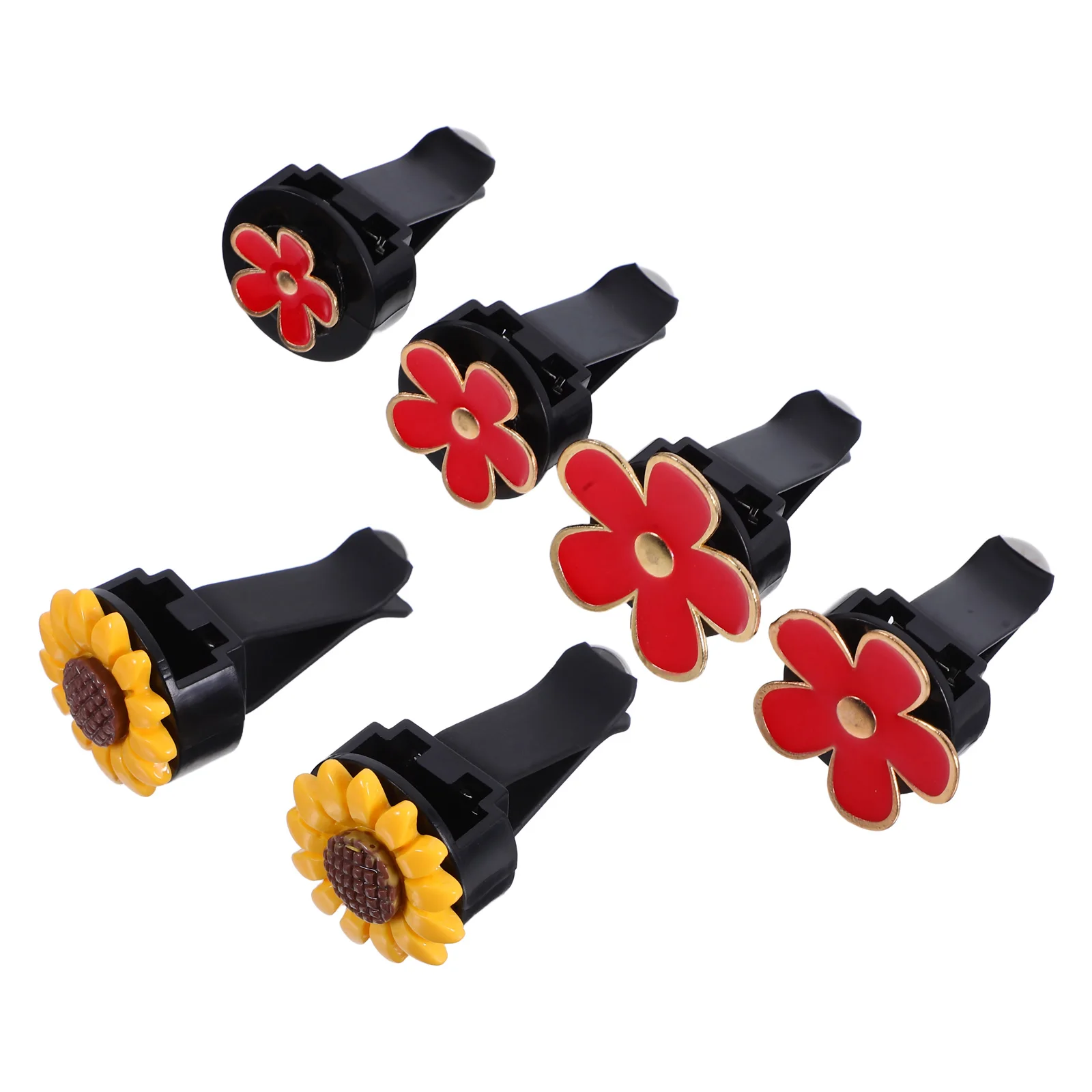 

6pcs Car Air Outlet Clip Vent Flower Shaped Decorations Plastic Conditioning Clamp Universal Compatibility Easy Installation