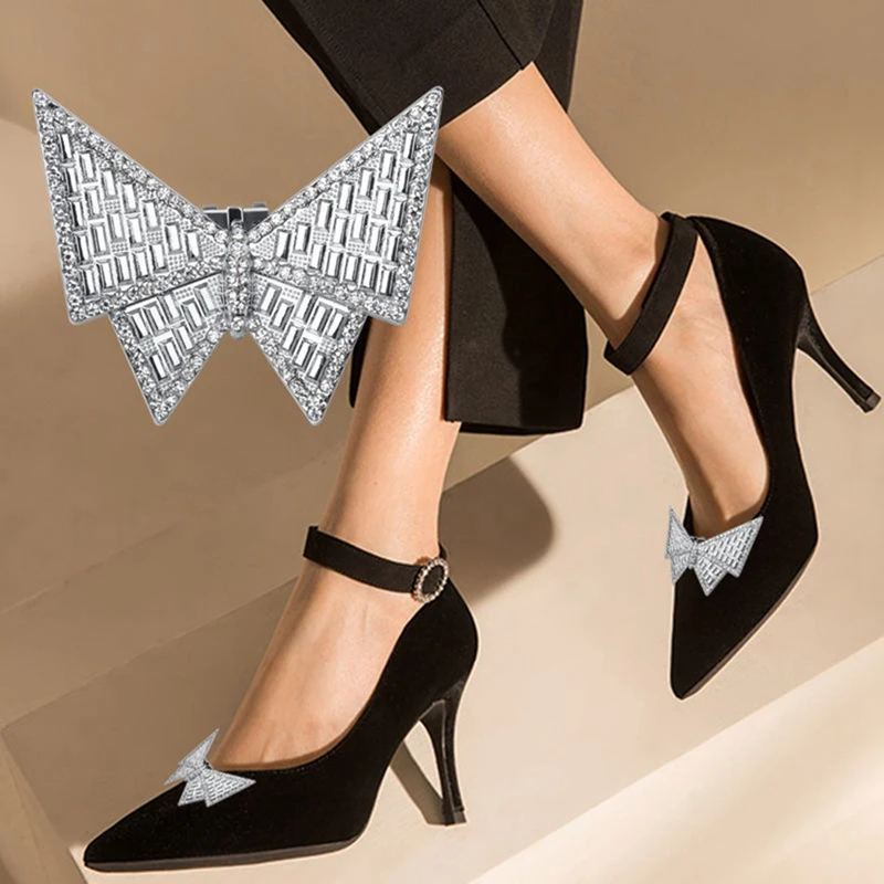 2PCS Wedding Brooch Decorations Rhinestone Shoe Clip Metal Shoe Buckle Shoe Accessory