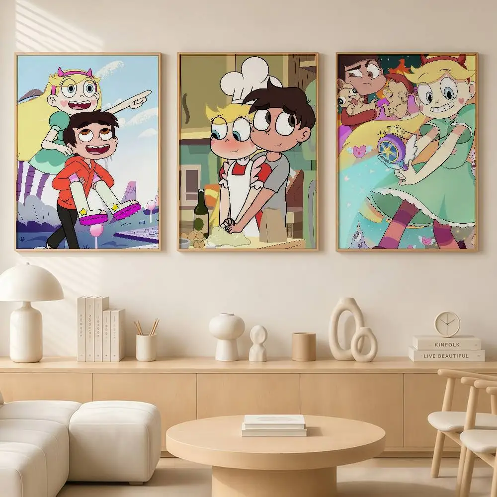 DN Cartoon S-Star vs. the F-Forces of E-Evil Posters Wall Art Retro Painting Home Room Cafe Club Dorm Wall Decor