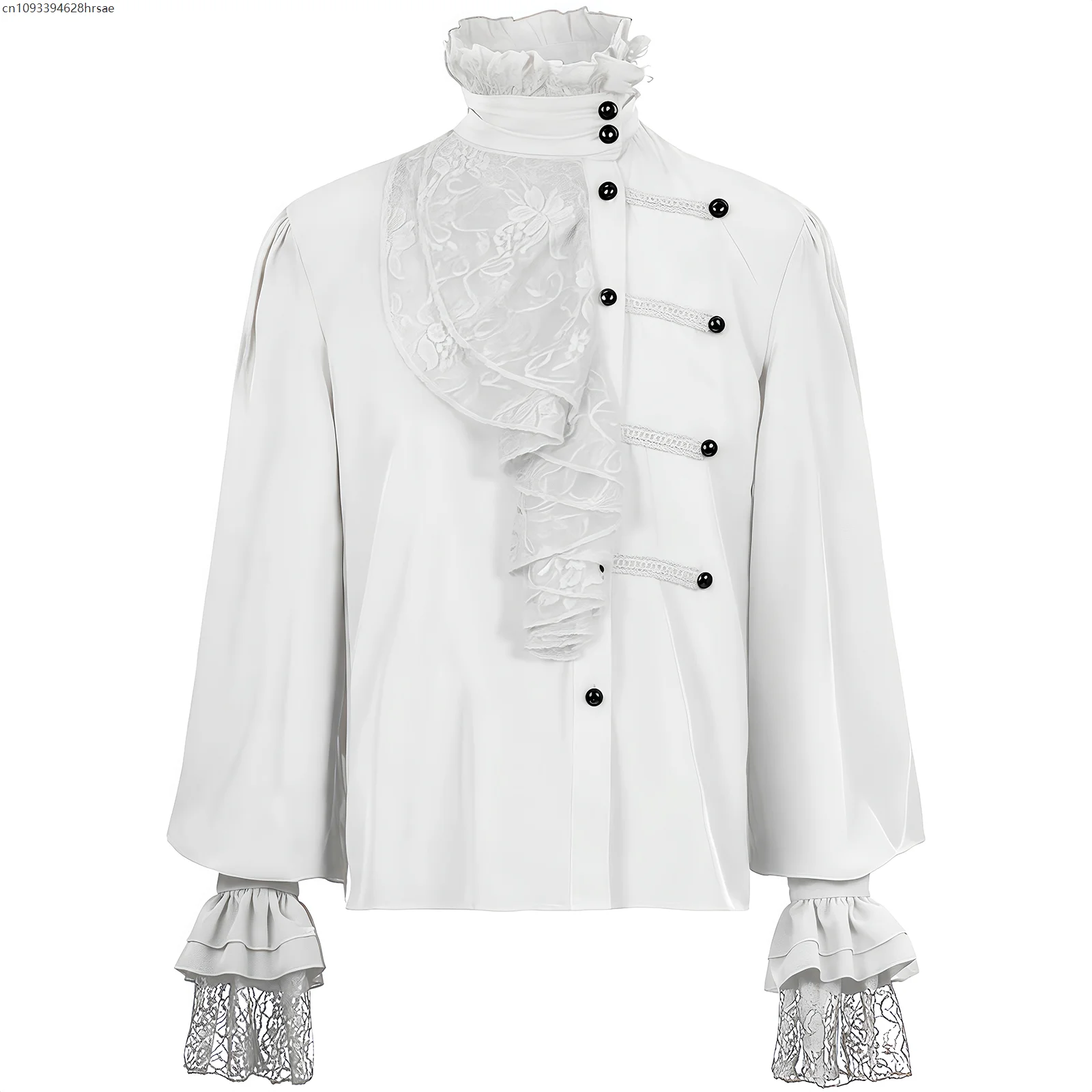 

Мужская пиратская рубашка, рубашки с изображением принца вампира, средневековые пиратерские оборки, винтажная готическая блузка в стиле Ренессанс, топы, белый, черный