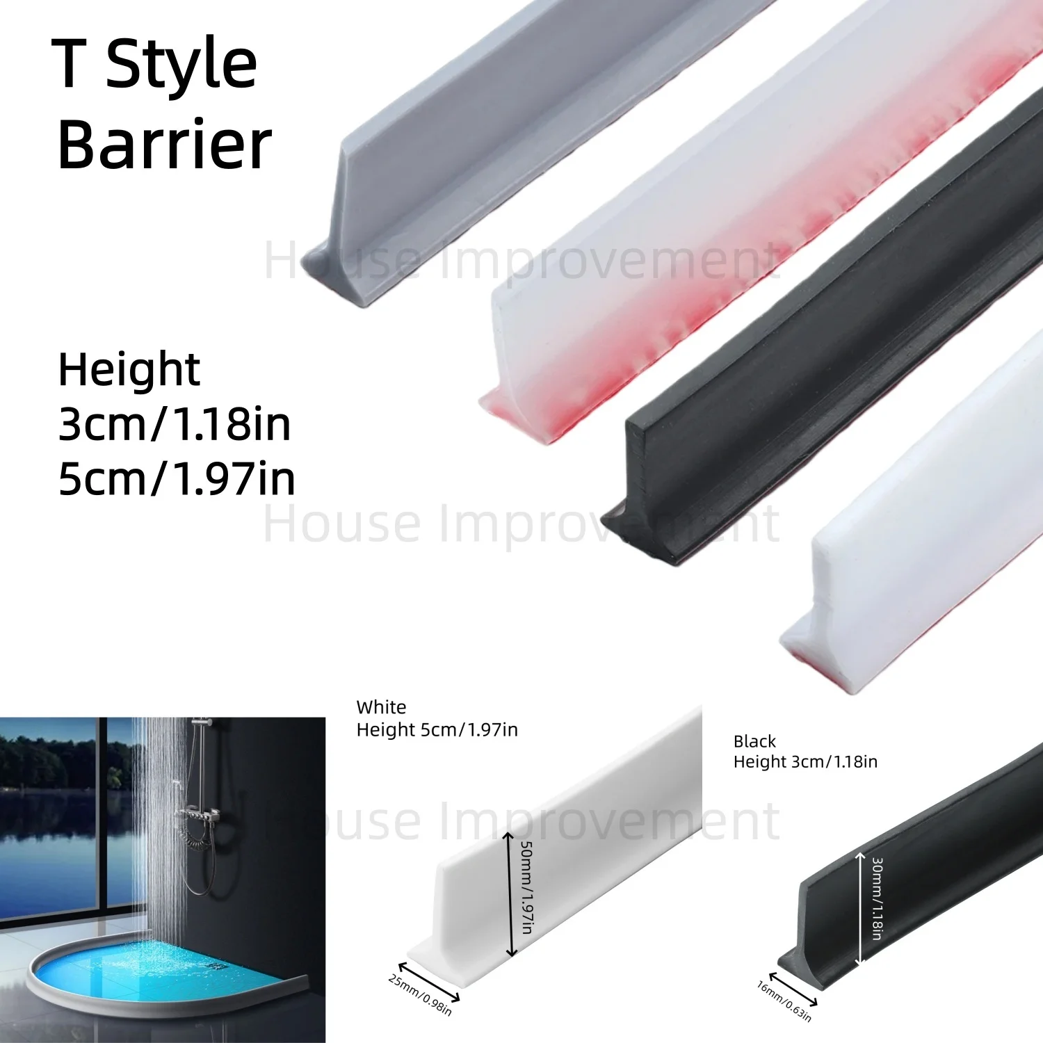 

Water Stopper Guard Collapsible Shower Threshold Water Dam Dry And Wet Separation Efficient Water Retention Bathroom Accessories