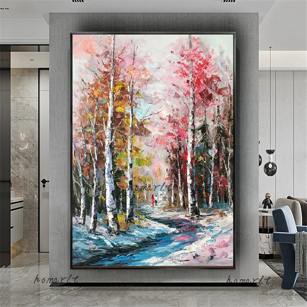 Christmas Oil Painting On Canvas Handmade Modern Popular Acrylic Pigment Abstract Wall Art Picture For Home Hotel Room Decor
