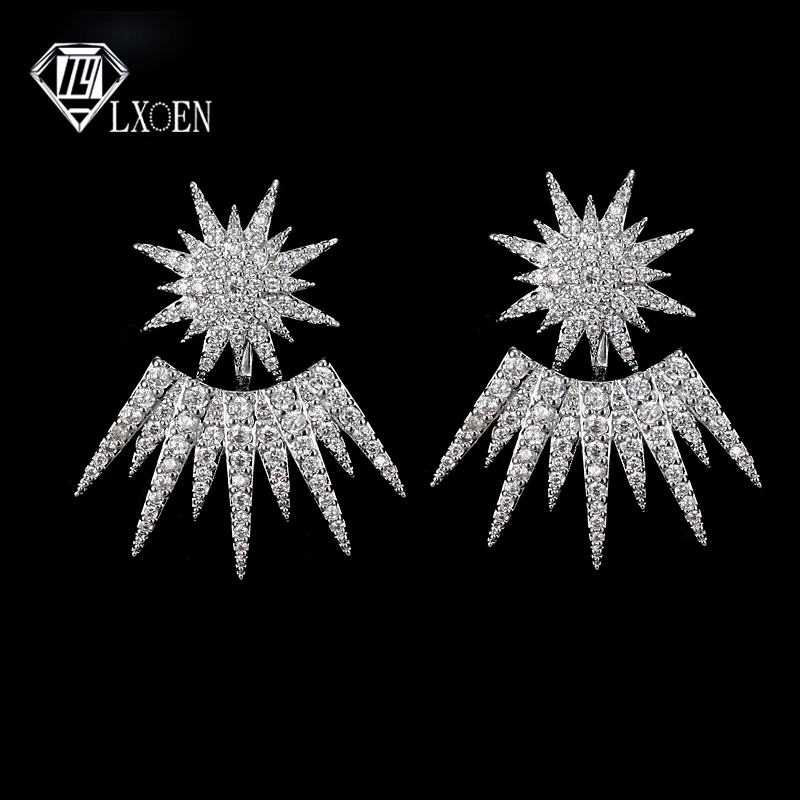 

LXOEN Punk Cubic Zirconia Stud Earrings for Women Charm Geometry Silver Color Earring Pulseras Earing Studs Gifts Jewelry Bijoux