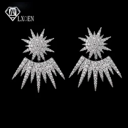 LXOEN Punk Cubic Zirconia Stud Earrings for Women Charm Geometry Silver Color Earring Pulseras Earing Studs Gifts Jewelry Bijoux