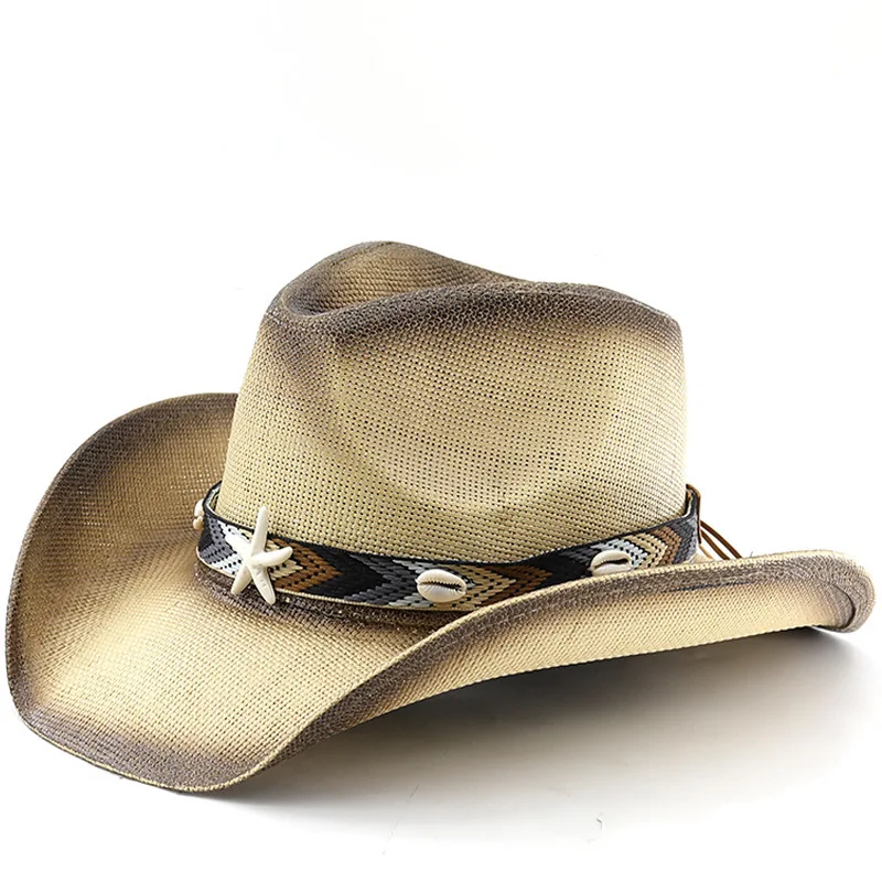 New Travel Sunshade Curled Western Cowboy Outdoor Sunscreen Fishing Grass Hat Summer