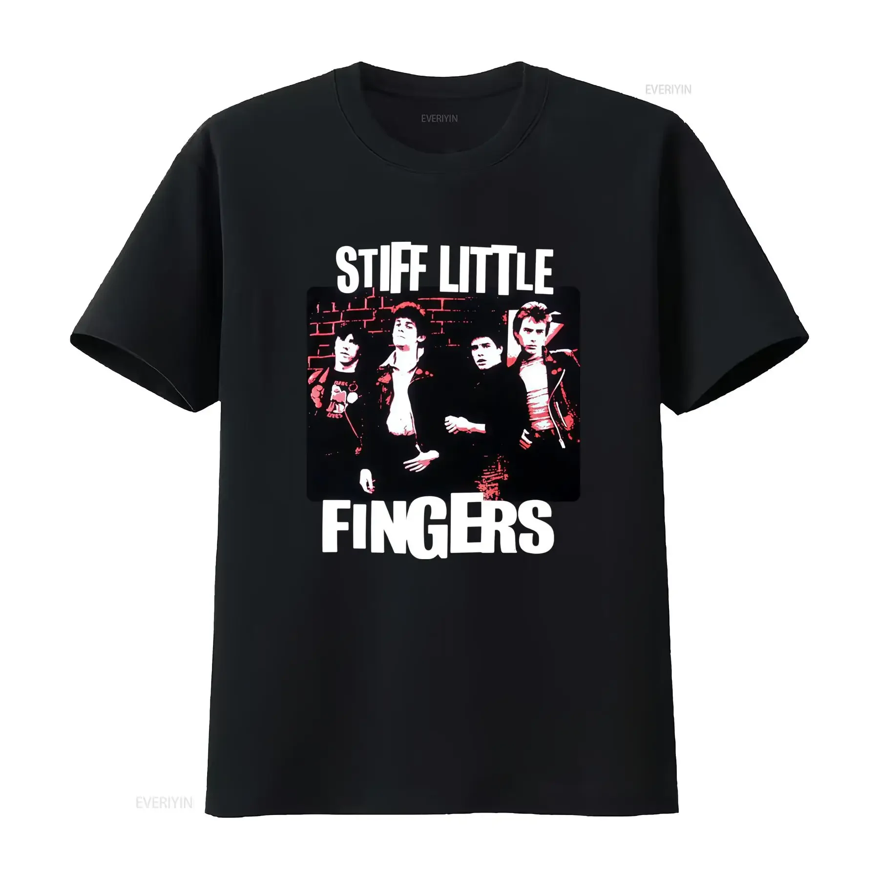 Men'S Stiff Little Fingers Punk T Shirt XL Black Music with Iconic 1977 Photo Logo Song Lyrics Casual Round Neck All vintage