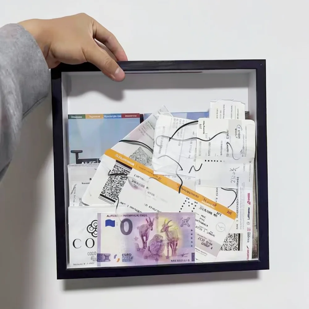 Shadow Box Frame For Ticket Stub Storage Keepsake Display Container Memory Organizer Desktop Decorative Case