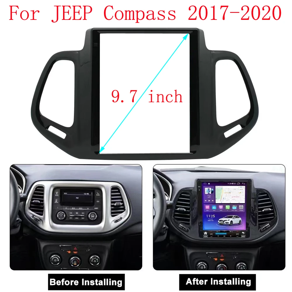 

HAOCHEN 9.7 inch Fasxia Car Audio Frame Car Radio Fascia,gps navigation fascia panel is suitable For JEEP Compass 2017-2020