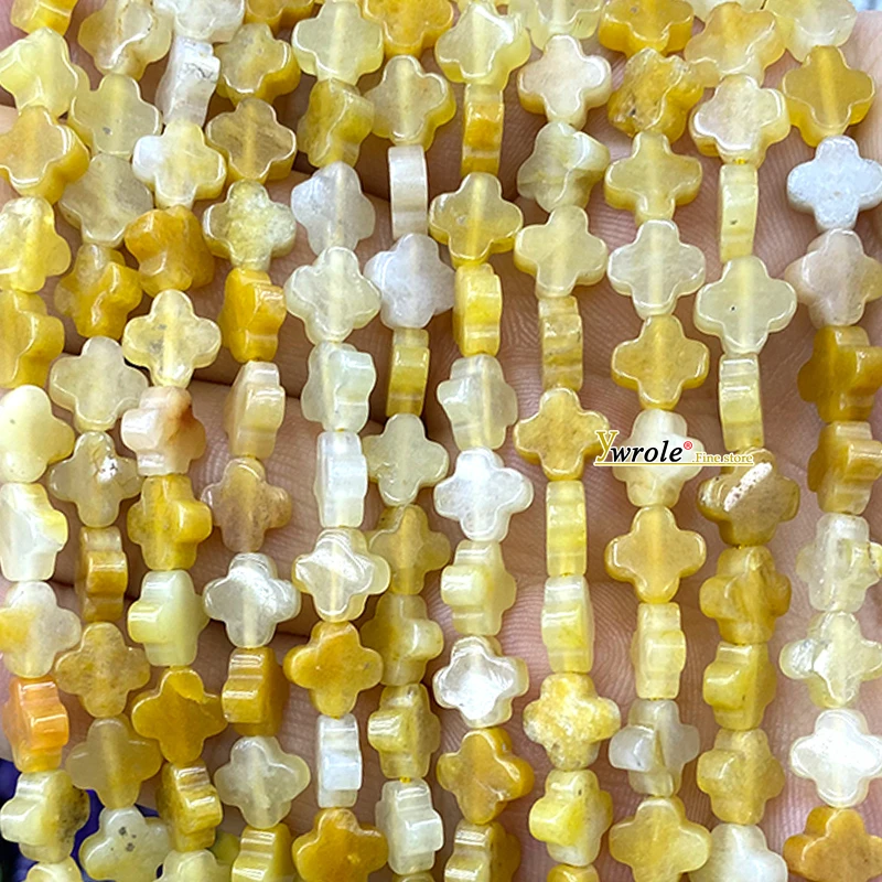 الحجر الطبيعي 7-8 مللي متر البرسيم شكل النمسا اليشم فضفاض خزر عازل لصنع المجوهرات أقراط يدوية سوار إكسسوارات جذابة